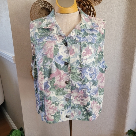 Circle N Western Wear by GPC Floral Vest SZ L - Picture 1 of 5